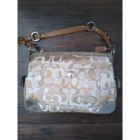 COACH CHELSEA OPTIC Tote Hobo Designer Classic BeigeSuede Trim Zip #2173 NWOT - Picture 1 of 9